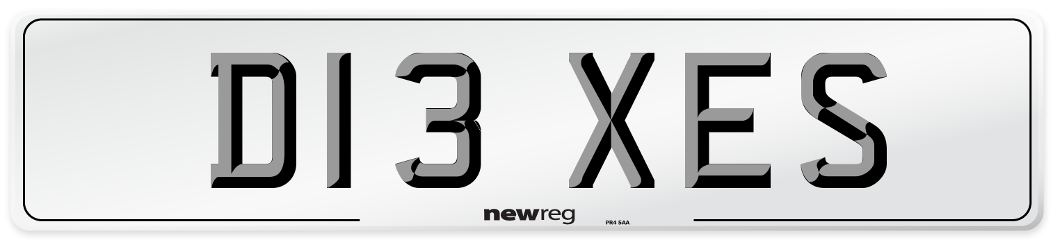 D13 XES Number Plate from New Reg